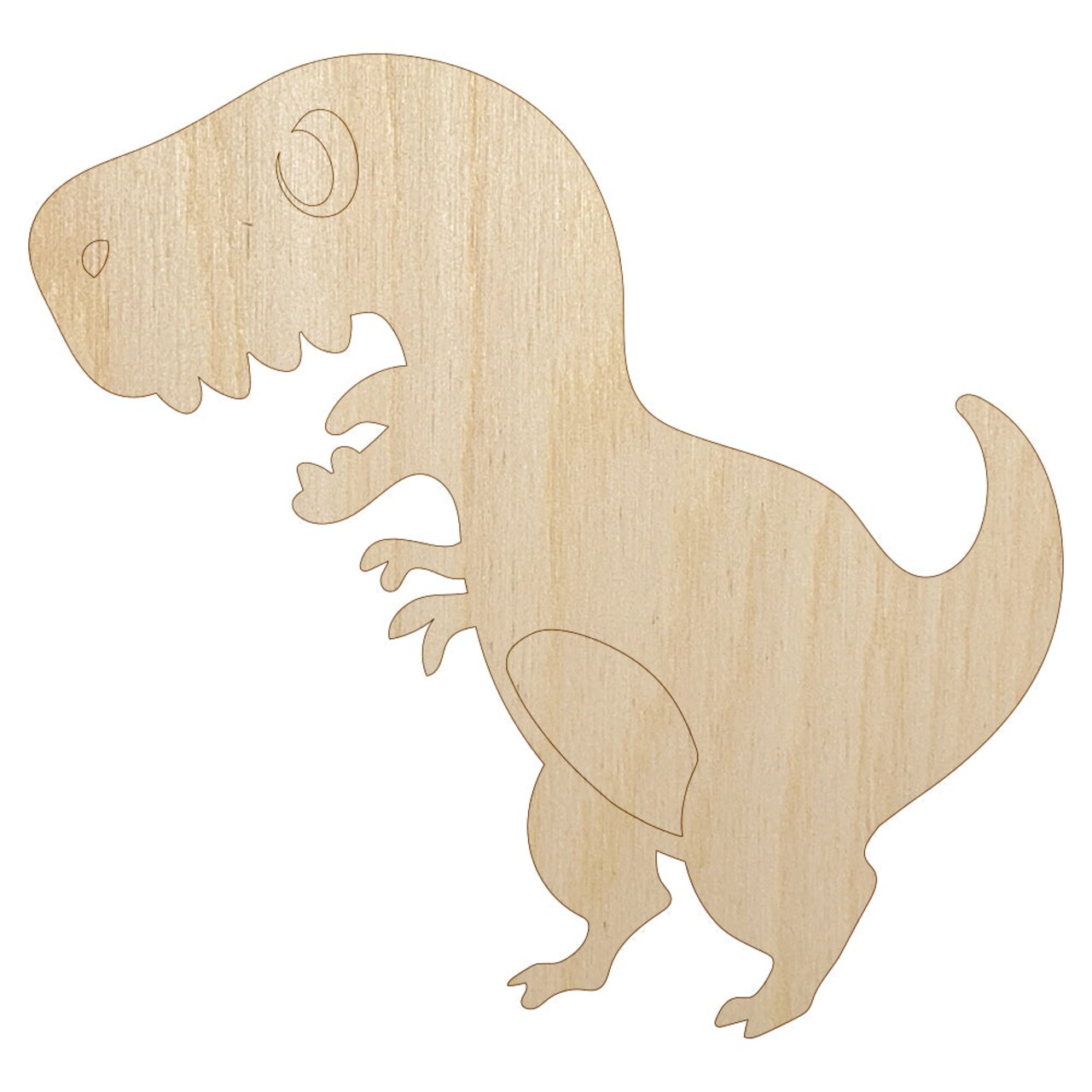 Cute Tyrannosaurus Rex Dinosaur Unfinished Wood Shape Piece Cutout for DIY Craft Projects